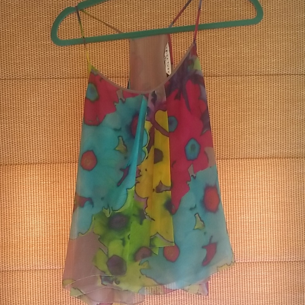 Trina Turk  multi color silk tank top